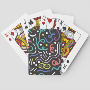 Met de hand getekend penseelpatroon, zigzaglijnen. pokerkaarten