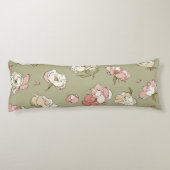 met de hand getekend pioenpatroon lichaamskussen (Achterkant)