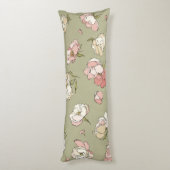 met de hand getekend pioenpatroon lichaamskussen (Achterkant (Verticaal))