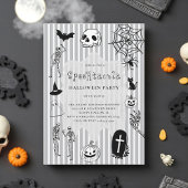 met de hand getekend plezier Skeleton Pumpkin Spid Kaart