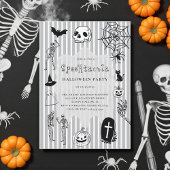 met de hand getekend plezier Skeleton Pumpkin Spid Kaart