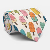 Met de hand getekend Popsicle-doodlepatroon Stropdas (Opgerold)