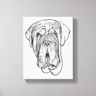 Met de Hand Getekend Portret van een Mastiff op Ca Canvas Afdruk