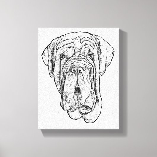 Met de Hand Getekend Portret van een Mastiff op Ca Canvas Afdruk (Voorkant)