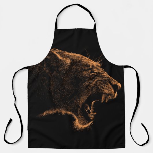 Met de hand getekend portret van Lioness. Grafisch Schort (Voorkant)
