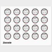 Met de Hand Getekend Prettig Kerstfeest Ronde Sticker (Vel)