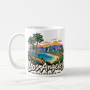 Met de Hand Getekend Reizen Los Angeles California Koffiemok