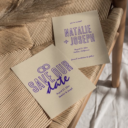 Met de hand getekend retro uniek modern trouwen save the date