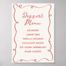 Met de Hand Getekend Rood Frame Dessert Menu