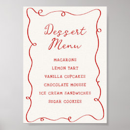Met de Hand Getekend Rood Frame Dessert Menu Poster