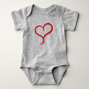 Met de hand getekend rood hart baby bodysuit -