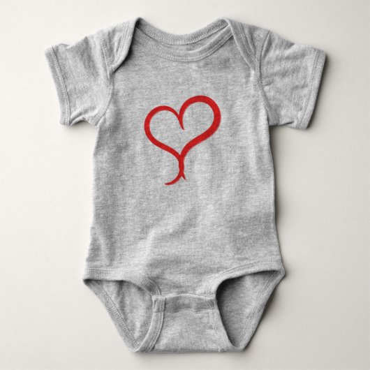 Met de hand getekend rood hart baby bodysuit - (Voorkant)
