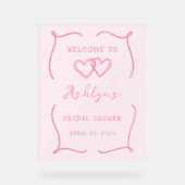 Met de Hand Getekend Roze Bruidsdouche Acrylbord Acryl Bord (Voorkant)