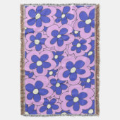 Met de hand getekend roze en blauwe bloemontwerp deken (Voorkant Verticaal)