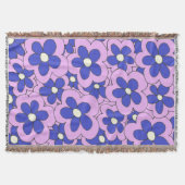 Met de hand getekend roze en blauwe bloemontwerp deken (Voorkant)