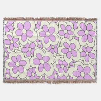 Met de hand getekend roze en crèmekleurig bloemend deken