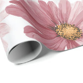 Met de Hand Getekend Roze Madeliefje Witte Bloemmo Cadeaupapier (Rol Hoek)