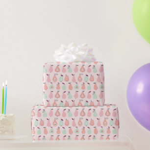 Met de Hand Getekend Roze Peer Patroon Cadeaupapier