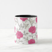 Met de Hand Getekend Roze Roos Wit Bloemmotief Mok (Midden)