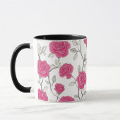 Met de Hand Getekend Roze Roos Wit Bloemmotief Mok (Links)