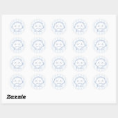 Met de Hand Getekend Schelp Kust Bruiloft Monogram Ronde Sticker (Vel)