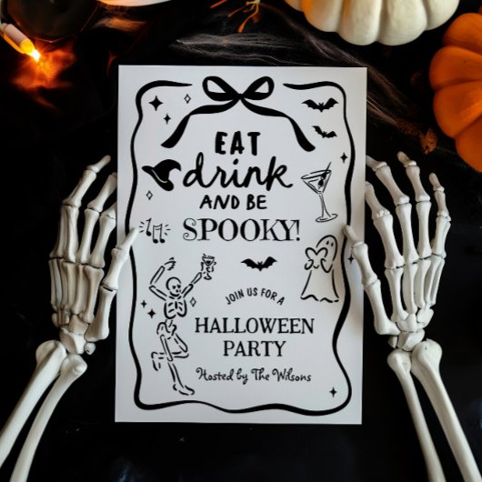 Met de hand getekend skelet griezelige Halloween Kaart