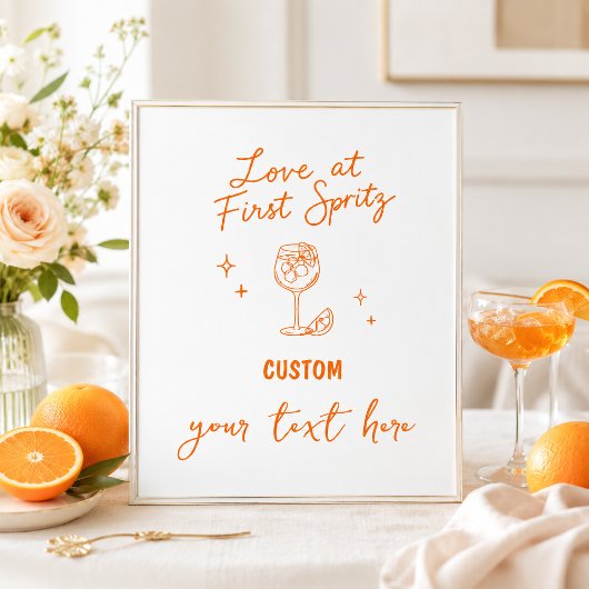 Met de hand getekend Spritz Bruidsfeest Custom bor Poster