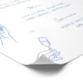 Met de Hand Getekend Stofblauw Trouw Bar Drankmenu Poster (Hoek)