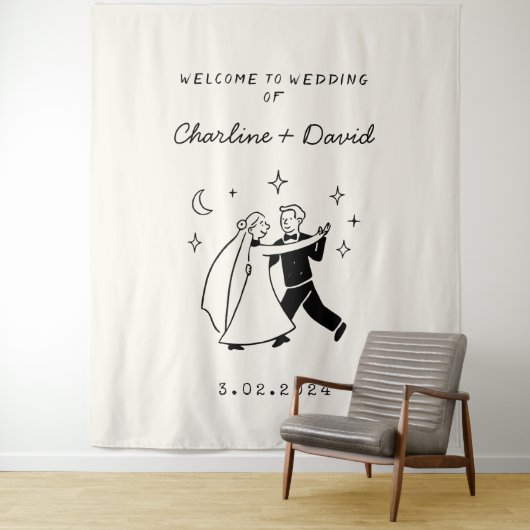 Met de Hand Getekend Trouw Welkom Wandkleed (In situ)