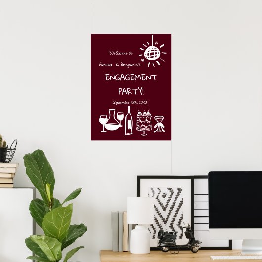 Met de hand getekend trouwfeest bruiloft welkom bo poster (Thuiskantoor)