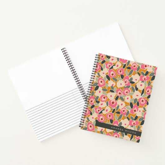 Met de hand getekend, vet, inktig bloempatroon - Z Notitieboek (Binnen)