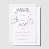 Met de hand getekend wapen met cherubijnen | Save Vellum Uitnodigingen (Offset)