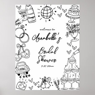 Met de Hand Getekend Welkomstbord voor Bruidsdiner Poster
