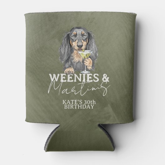 Met de hand getekend Wenies en Martinis Tachshund Blikjeskoeler (Voorkant)