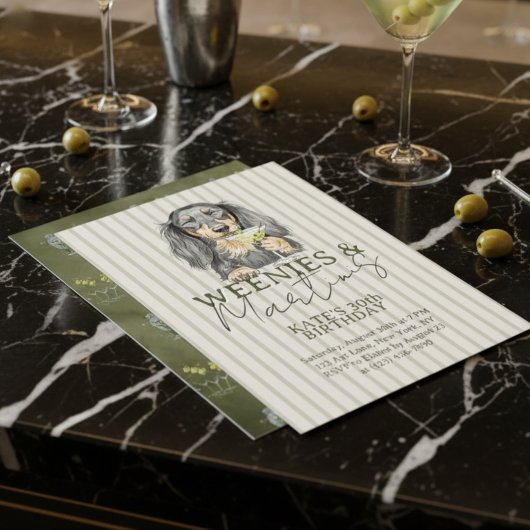 Met de hand getekend Wenies en Martinis Tachshund Kaart