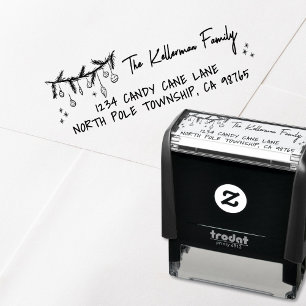 Met de Hand Getekend Whimsisch Kerst Retouradres Zelfinktende Stempel