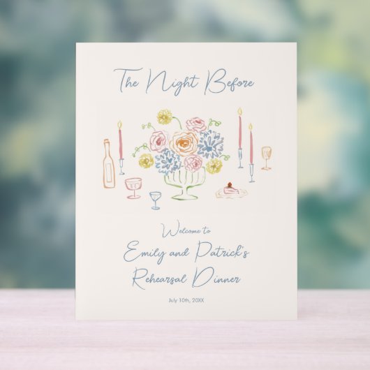 Met de hand getekend Whimsisch Oefenavondmaal Welk Acryl Bord (Neutraal)