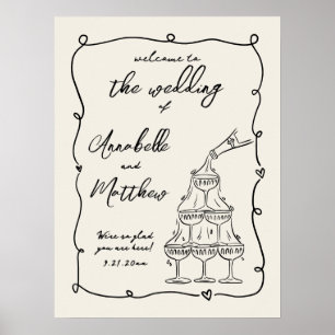 Met de Hand Getekend Wintage Trouw Welkom Bord Poster