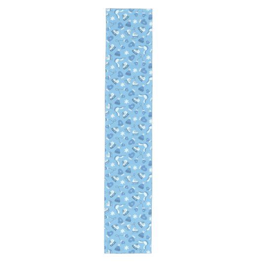 Met de Hand Getekend Winterpatroon Blauwe Tafel Ru Medium Tafelloper (Voorkant)