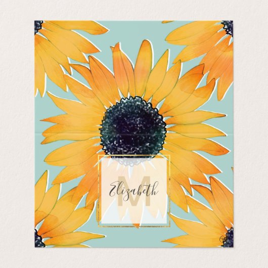 met de hand getekend Yellow Sunflower Pattern Visitekaartje (Buitenkant ongevouwen)