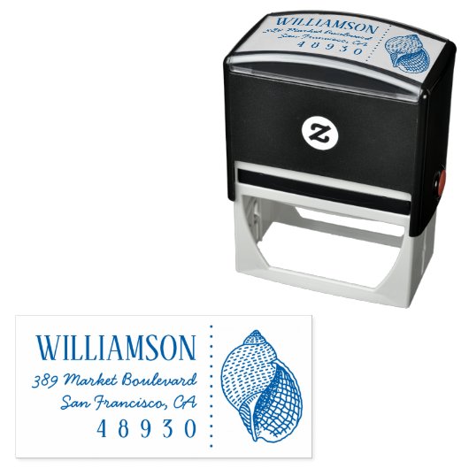 met de hand getekend Zee Shell Retouradres Zelfinktende Stempel (In situ)