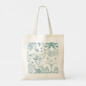 Met de hand getekend zeeleven tote bag (Achterkant)