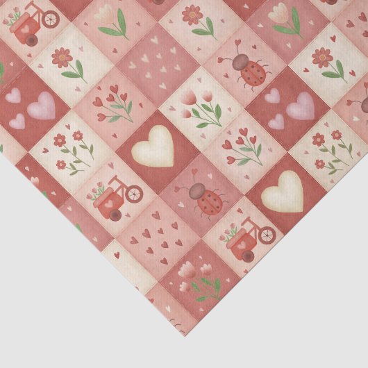 Met de Hand Getekend Zoet Patchwork Patroon - Tiss Tissuepapier (Detail)