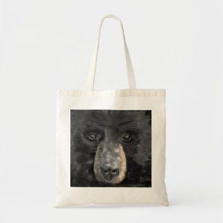 Met de hand getekend zwart beer vlak bij tote bag