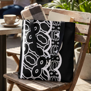 Met de Hand Getekend Zwart En Wit Geometrisch Mask Tote Bag