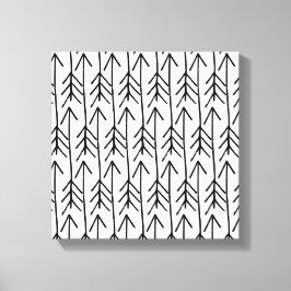 Met de hand getekend zwart wit geometrisch Chevron Canvas Afdruk