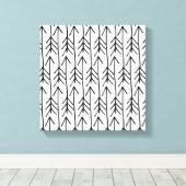 Met de hand getekend zwart wit geometrisch Chevron Canvas Afdruk (Insitu (Houten vloer))