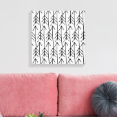 Met de hand getekend zwart wit geometrisch Chevron Canvas Afdruk (Insitu (Woonkamer))