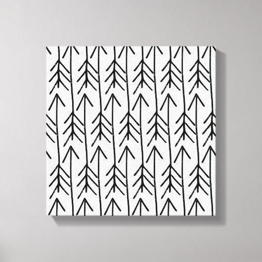 Met de hand getekend zwart wit geometrisch Chevron Canvas Afdruk (Voorkant)
