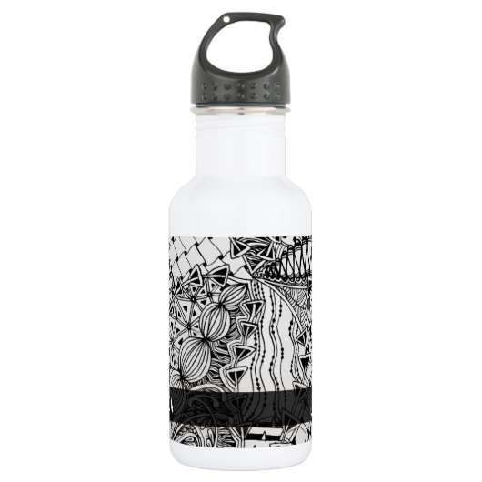 Met de hand getekend zwart-wit-modderpatroon Art Z Waterfles (Voorkant)